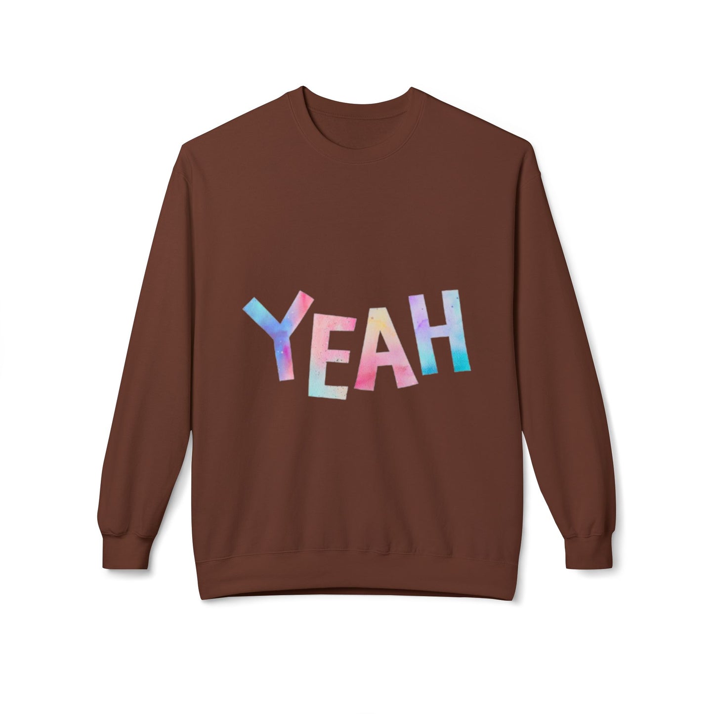 Colorful 'YEAH' Crewneck Sweatshirt,  Sweatshirt, Inspirational Gift, Cozy Fleece, Casual Wear, Everyday Comfort