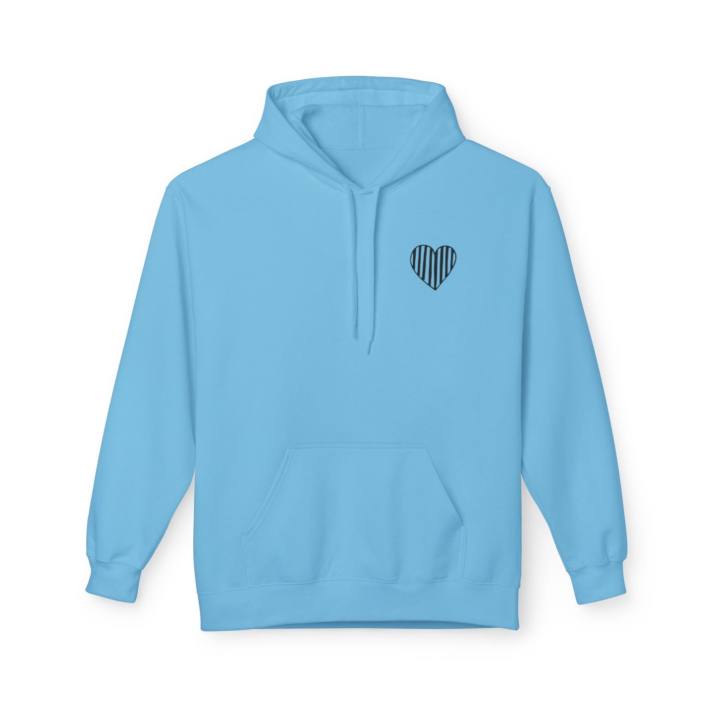 Striped Heart Fleece Hoodie - Soft, Cozy Apparel for All Seasons