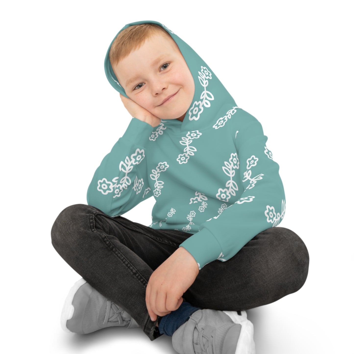 Floral Pattern Children's Hoodie, Cozy Kids Sweatshirt, Spring Fashion, Birthday Gift, Cute Toddler Hoodie, Gift for Girls