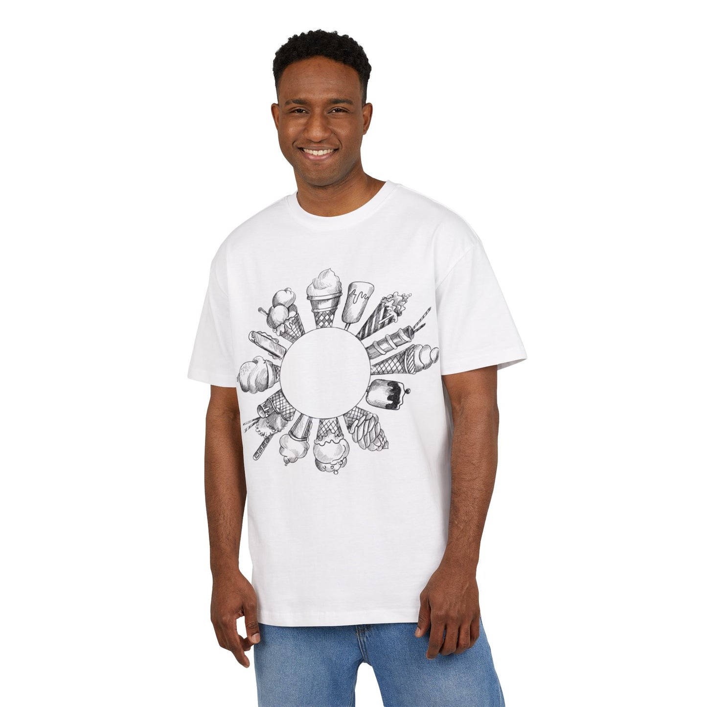 Ice Cream Lovers  Heavy Oversize Tee, Summer Fashion, Casual Wear, Gift for Foodies, Ice Cream Enthusiasts, Comfort Tee