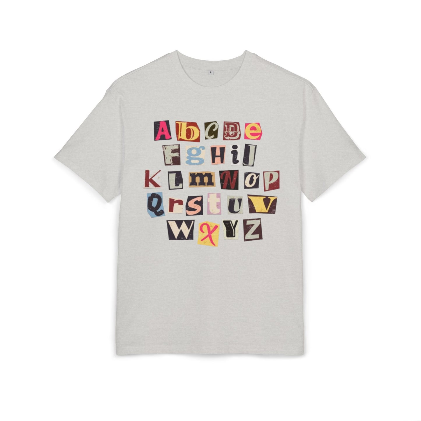 Playful Alphabet Oversize Tee, Comfortable Graphic Shirt, Casual Wear, Gift for Kids and Adults, Fun T-Shirt for Any Occasion