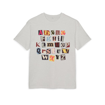 Playful Alphabet Oversize Tee, Comfortable Graphic Shirt, Casual Wear, Gift for Kids and Adults, Fun T-Shirt for Any Occasion
