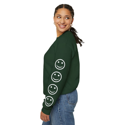 Smiley Face Crewneck Sweatshirt , Casual Wear, Gift for Friends, Cozy Layering, Everyday Comfort