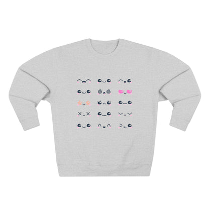 Cute Expression Crewneck Sweatshirt, Cozy Gift, Fashionable Apparel, Sweatshirt, Trendy Outfit, Perfect for Fall