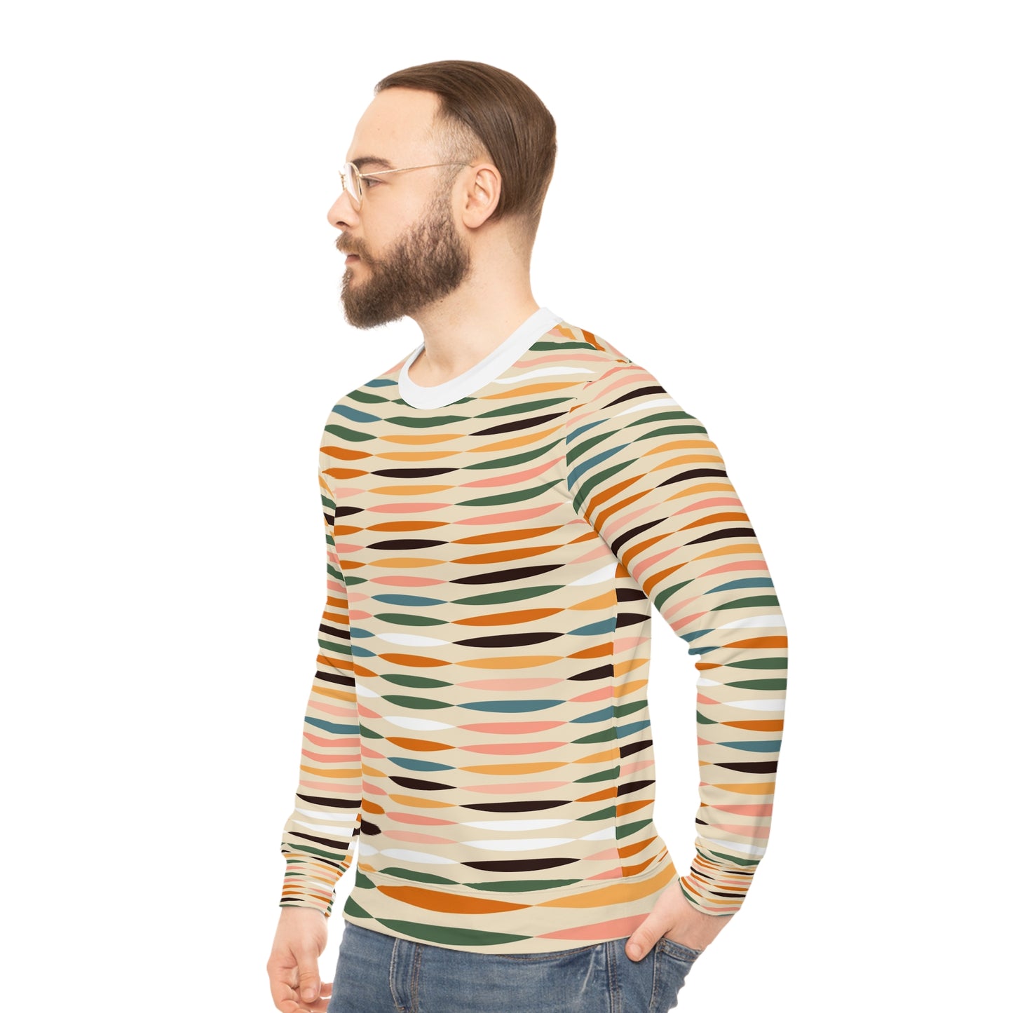 Trendy Lightweight Sweatshirt, Cozy Fall Layer, Stylish Casual Wear, Gift for Friends, Weekend Outfit, Unique Patterned Top