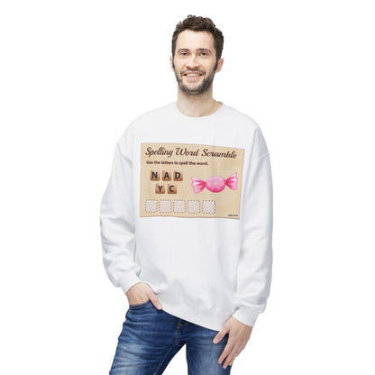 Creative Spelling Word Scramble Crewneck Sweatshirt, Fun Apparel, Unique Gift, Cozy Wear, Interactive Teaching Tool