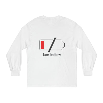 Low Battery Long Sleeve T-Shirt | Funny Tech Shirt | Perfect Gift for Gamers | Casual Wear | Comfortable Everyday Tee