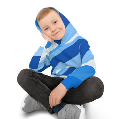 Vibrant Blue Striped Children's Hoodie, Cozy Kid's Apparel, Perfect for Playdates, Casual Wear, Birthday Gifts, Everyday Comfort