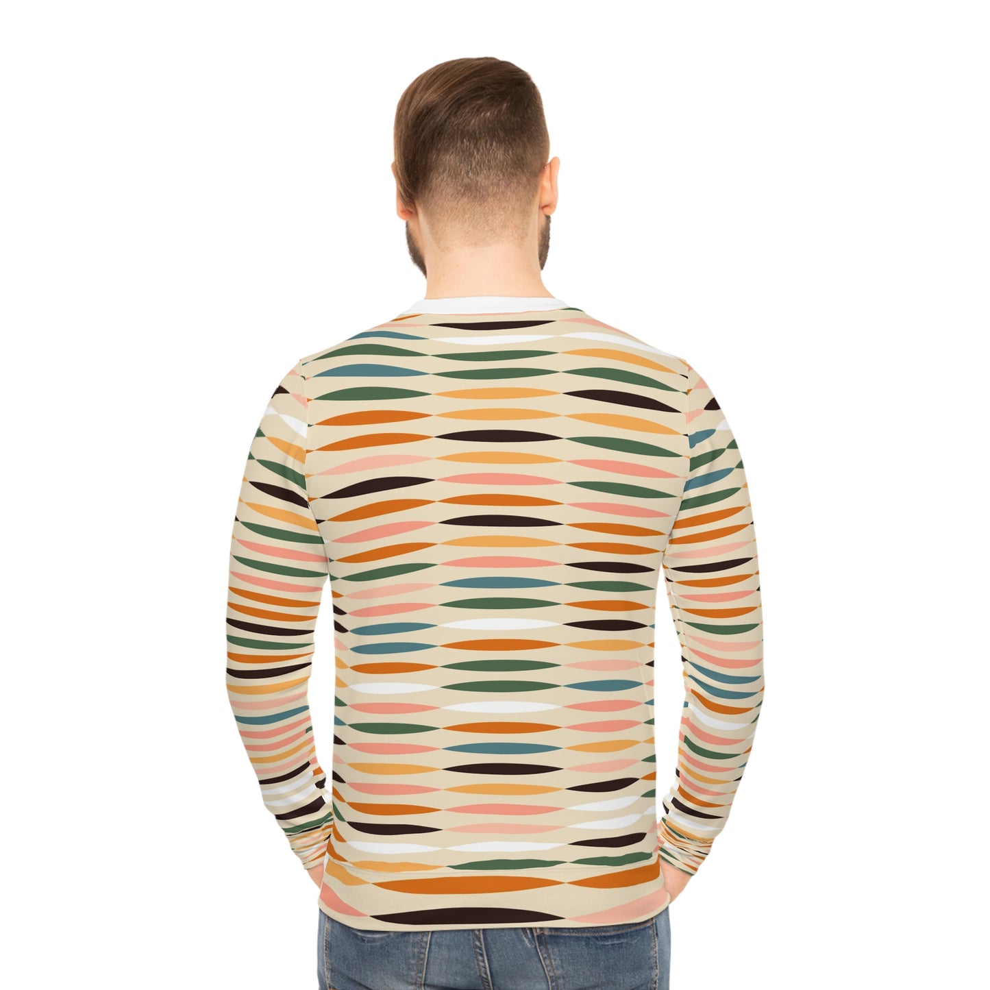 Trendy Lightweight Sweatshirt, Cozy Fall Layer, Stylish Casual Wear, Gift for Friends, Weekend Outfit, Unique Patterned Top