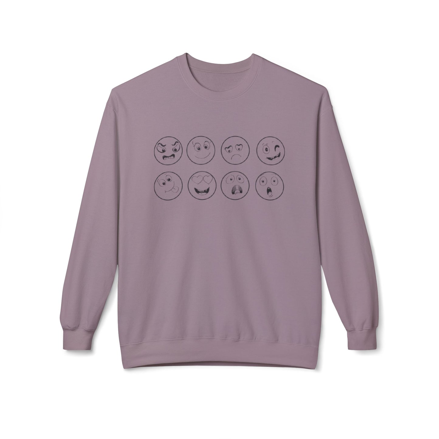 Emoticon Crewneck Sweatshirt - Cozy Fleece Sweatshirt, Gift for Friends, Funny Emoji Apparel, Mood Swag, Casual Layering
