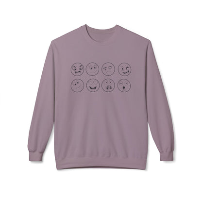 Emoticon Crewneck Sweatshirt - Cozy Fleece Sweatshirt, Gift for Friends, Funny Emoji Apparel, Mood Swag, Casual Layering