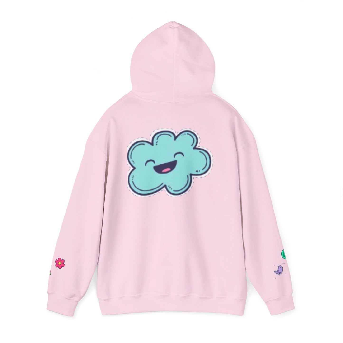 Cute Illustrated Hoodie with Flowers,  Sweatshirt for Spring, Funny Cloud Design, Gift for Teens, Cozy Casual Wear