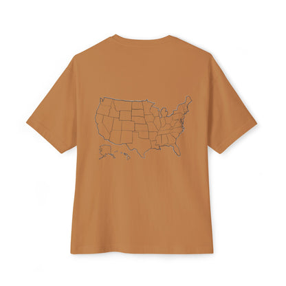 Boxy Tee with US Map Design, Comfortable Graphic Tee, Casual Wear, Gift for Travelers, Summer Outfit, Eco-Friendly Tee