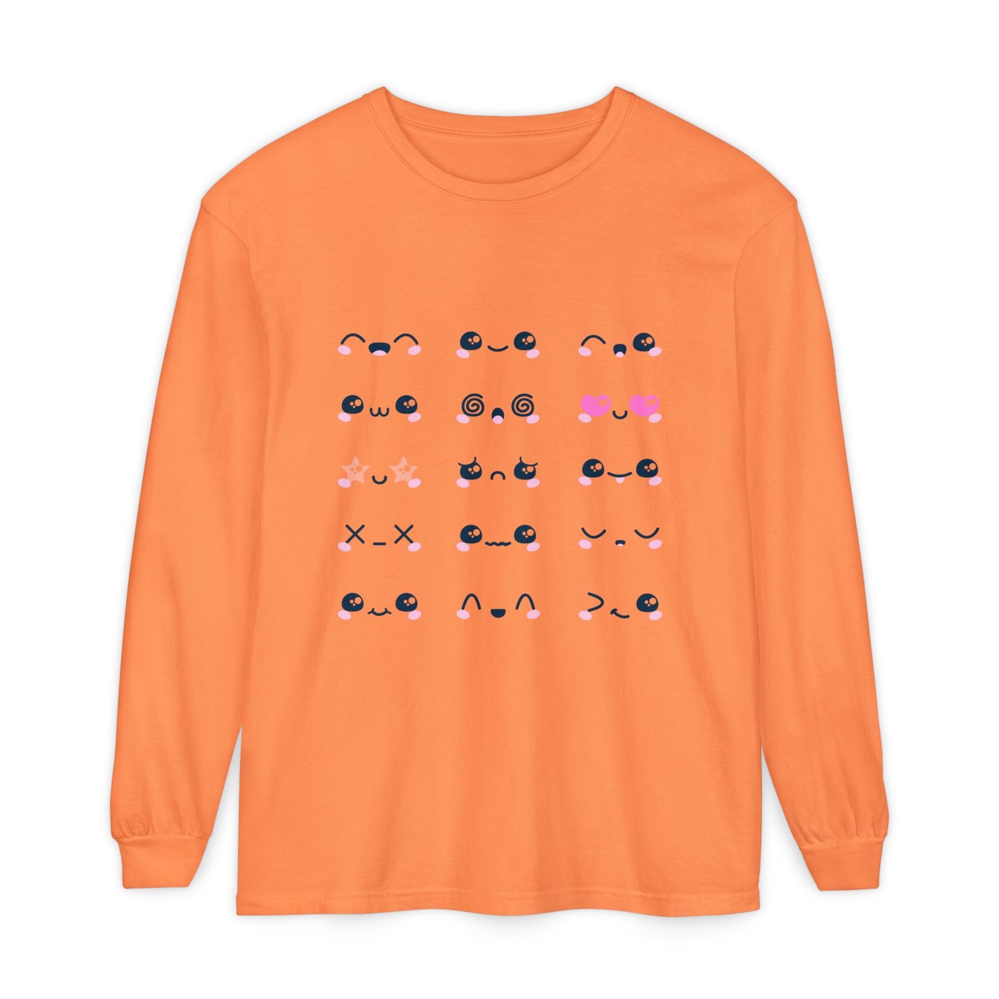 Cute Emojis Long Sleeve T-Shirt, Casual Wear, Gift for Friends, Cute Long Sleeve, Everyday Style, Graphic Tee