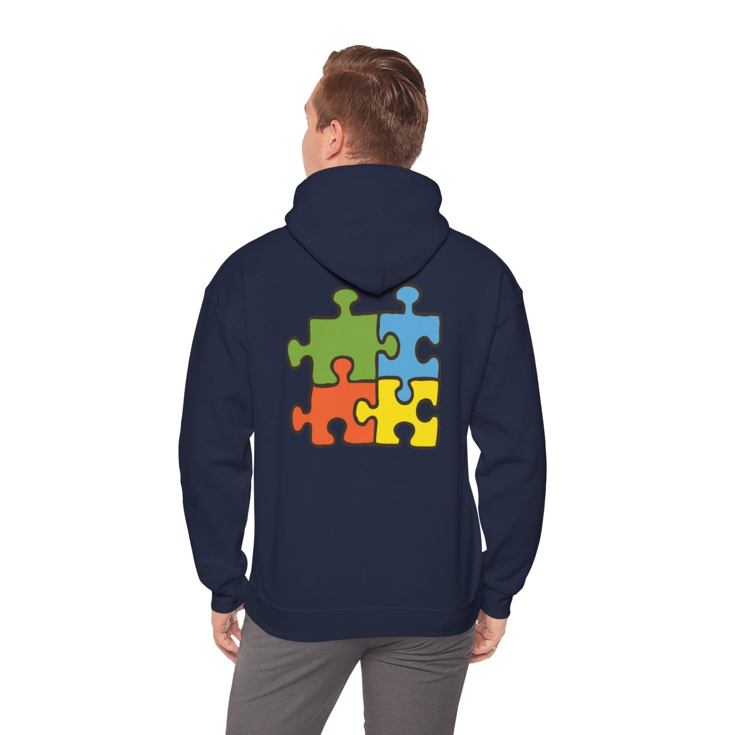 Colorful Puzzle Piece Hoodie for Creative Minds, Perfect for Gifts, Cozy Sweatshirt for Everyday Wear,