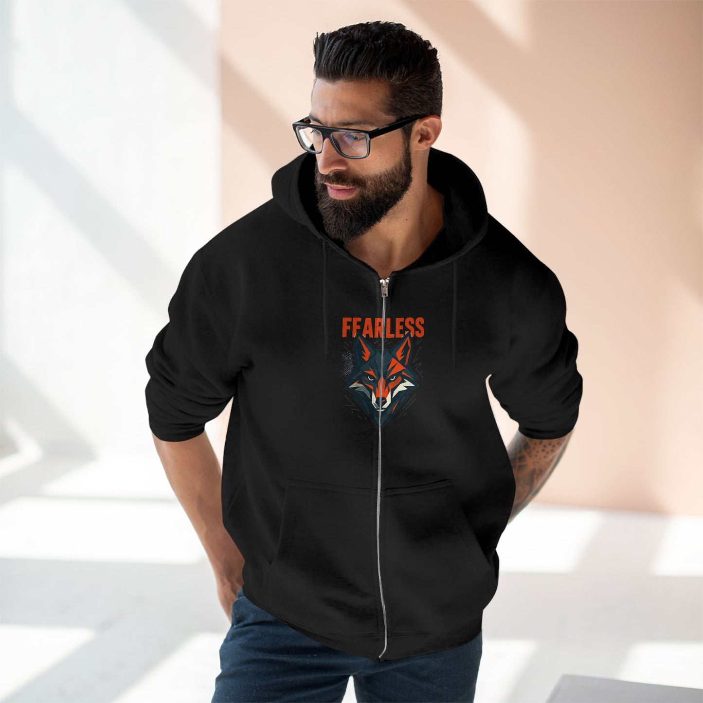 Fearless Wolf  Zip Hoodie | Cozy Layer for Adventurers, Perfect Gift for Animal Lovers, Everyday Casual Wear, Outdoor [...]