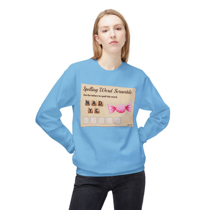 Creative Spelling Word Scramble Crewneck Sweatshirt, Fun Apparel, Unique Gift, Cozy Wear, Interactive Teaching Tool