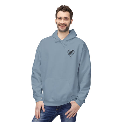 Striped Heart Fleece Hoodie - Soft, Cozy Apparel for All Seasons