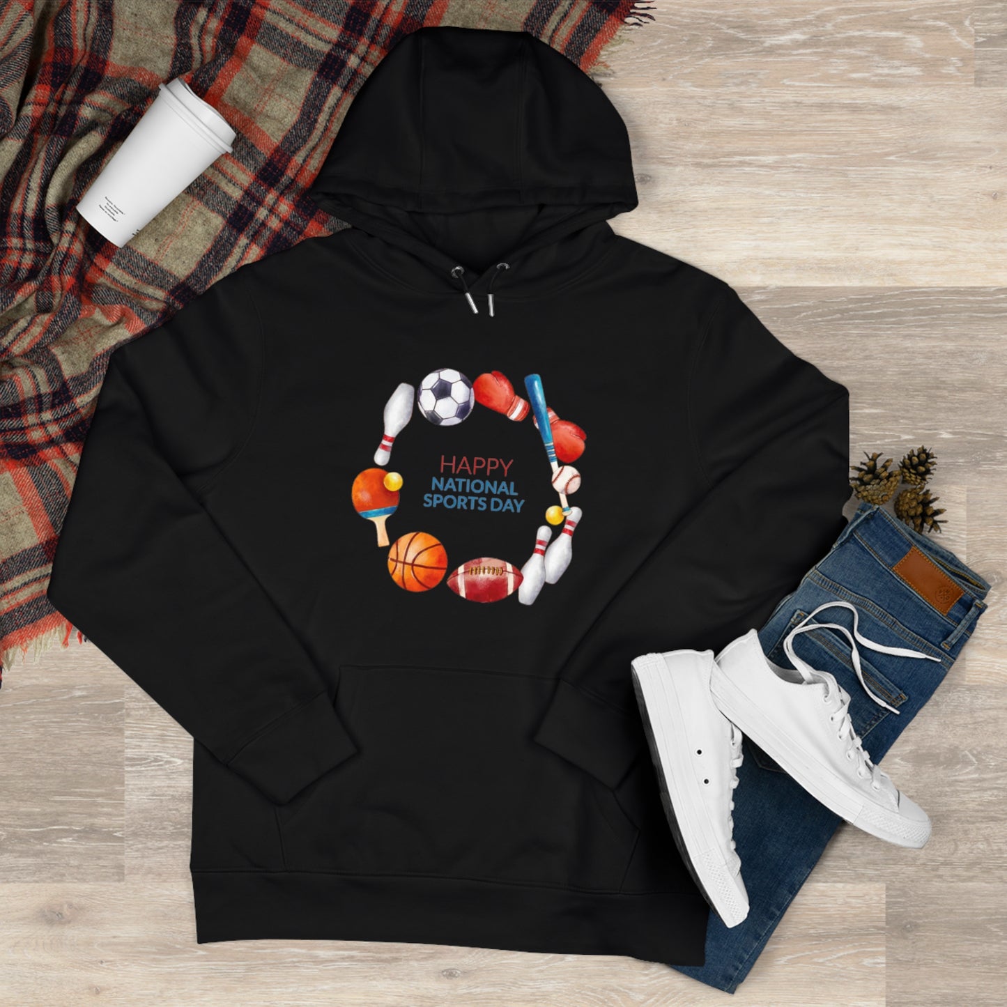 Happy Sports Day King Hooded Sweatshirt, Sports Lover Gift, Activewear, Casual Clothing, Athletic Hoodie, Sports Day Celebration