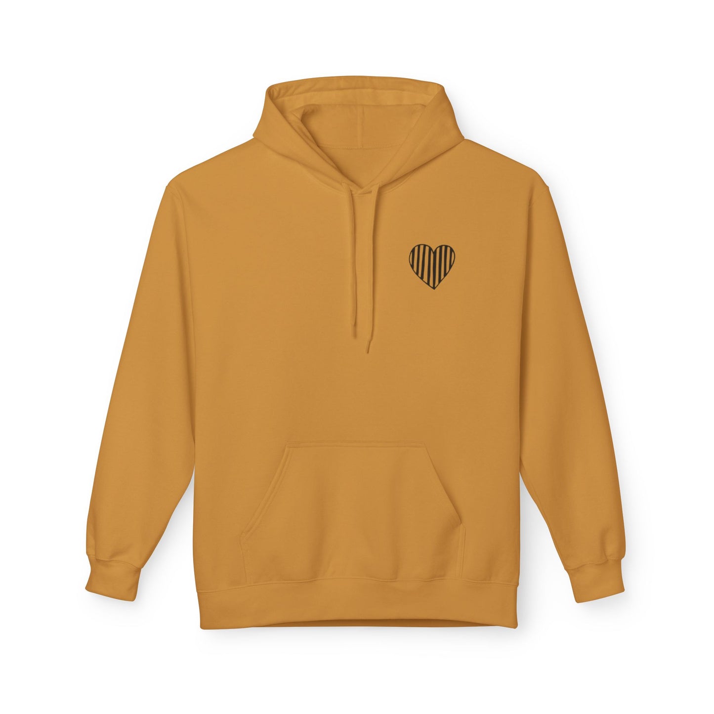 Striped Heart Fleece Hoodie - Soft, Cozy Apparel for All Seasons