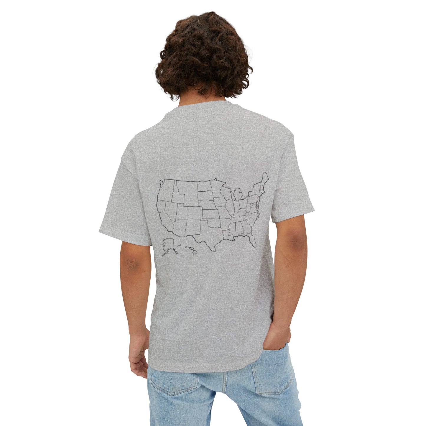 Boxy Tee with US Map Design, Comfortable Graphic Tee, Casual Wear, Gift for Travelers, Summer Outfit, Eco-Friendly Tee