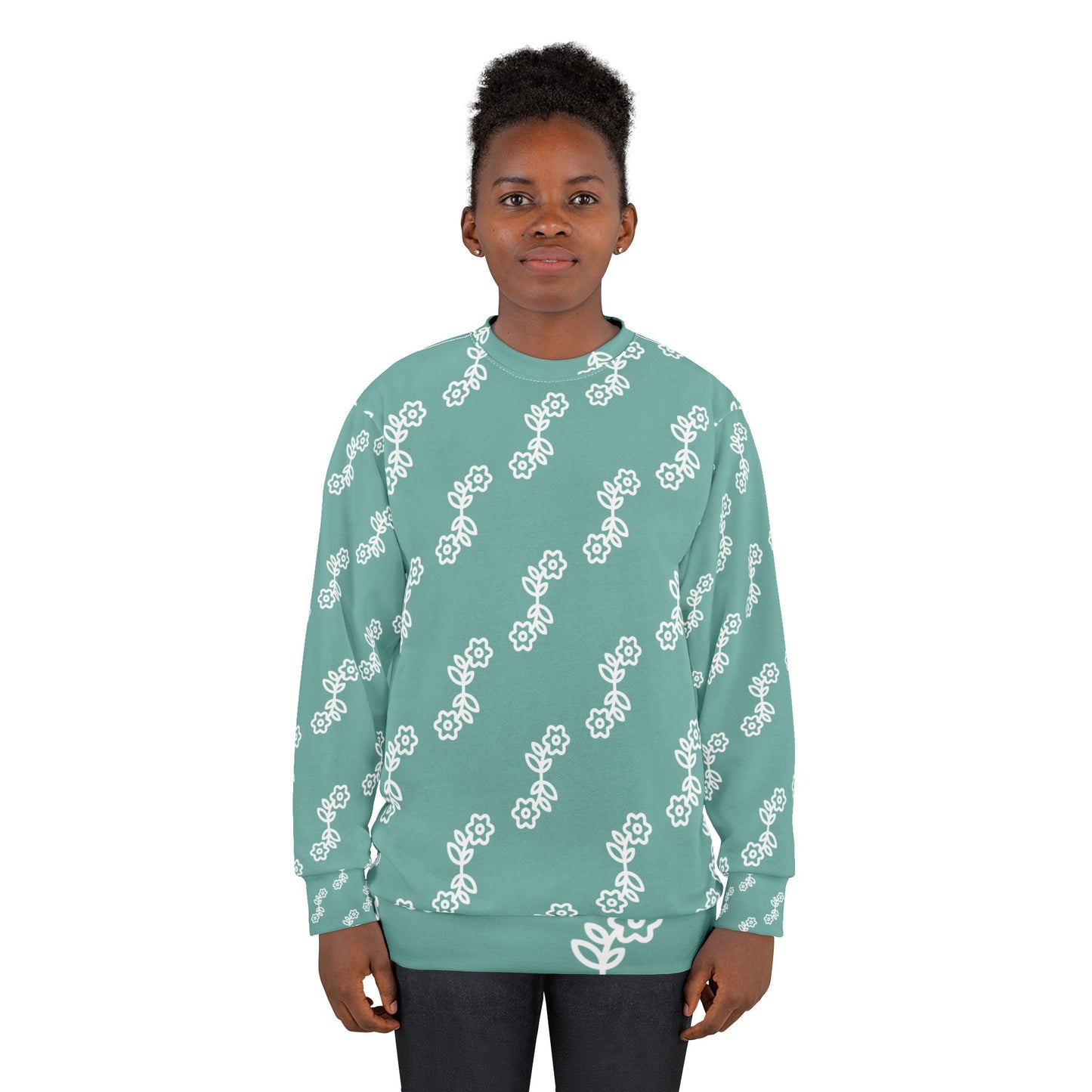Floral Print  Sweatshirt, Cozy Floral Sweatshirt, Spring Fashion, Gift for Her, Casual Wear, Weekend Outfit, Unique Design