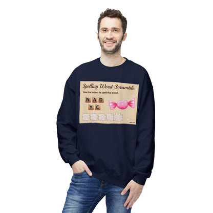 Creative Spelling Word Scramble Crewneck Sweatshirt, Fun Apparel, Unique Gift, Cozy Wear, Interactive Teaching Tool