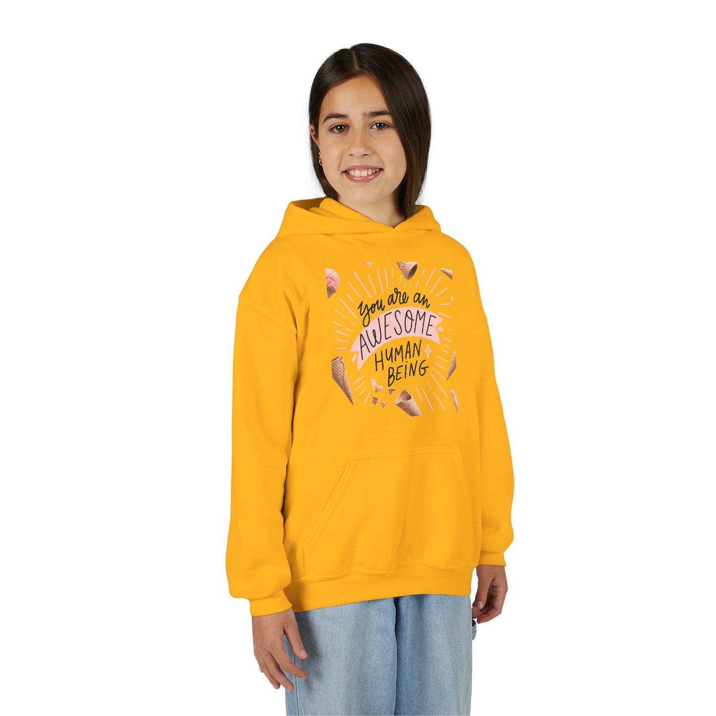 Youth Inspirational Hoodie - You Are An Awesome Human Being, Perfect Gift for Teens, Motivational Sweatshirt, Birthday Present