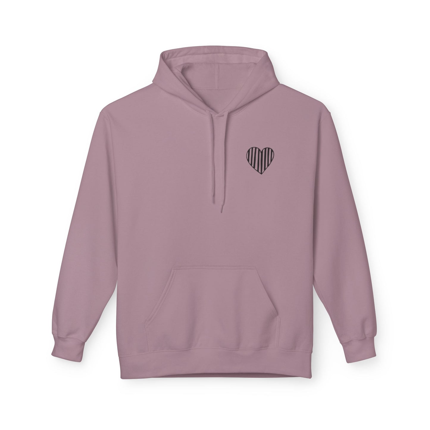 Striped Heart Fleece Hoodie - Soft, Cozy Apparel for All Seasons