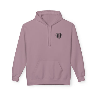 Striped Heart Fleece Hoodie - Soft, Cozy Apparel for All Seasons