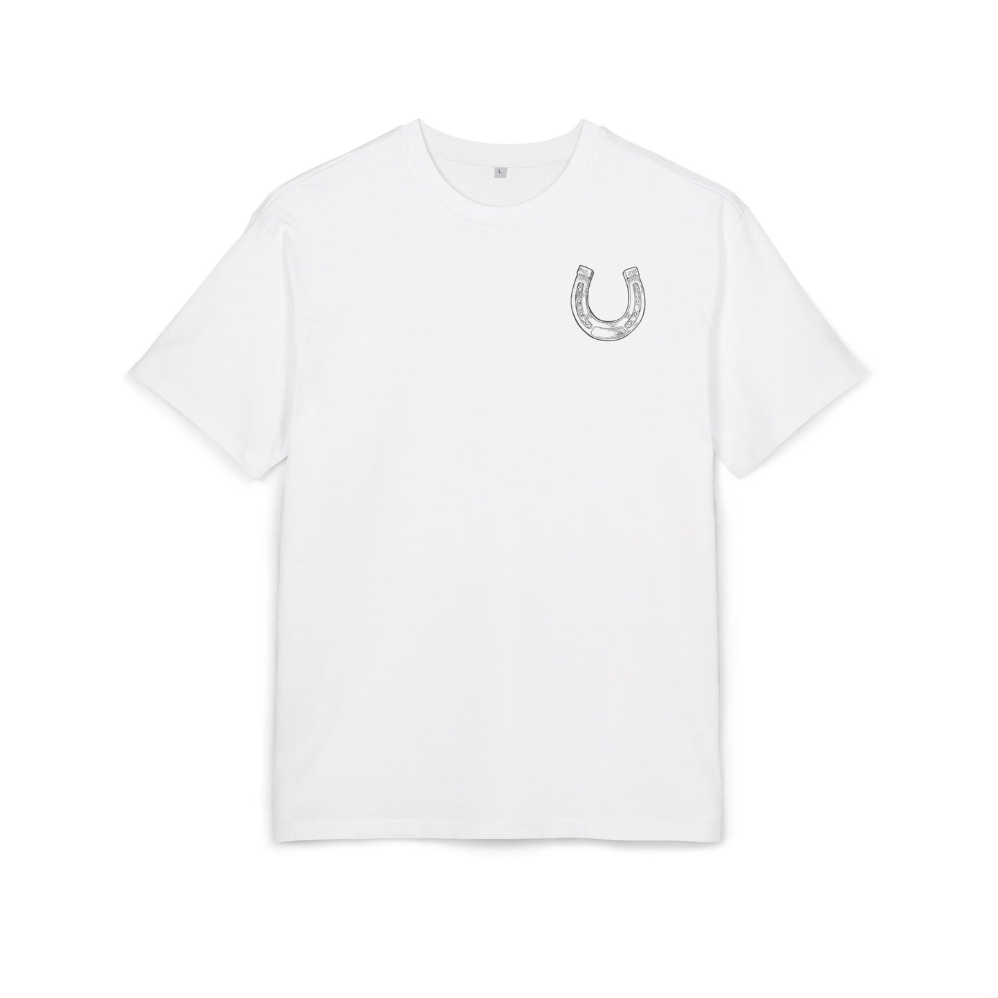 Casual Oversize Tee with Horseshoe Design, Comfortable Cotton Tee,  T-Shirt, Everyday Wear,  Relaxed Fit Tee