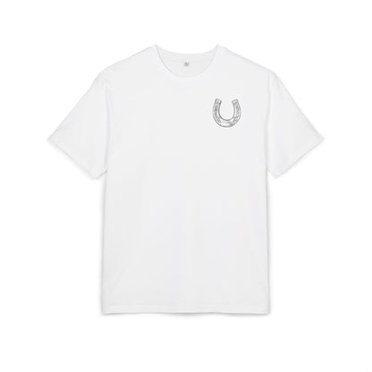 Casual Oversize Tee with Horseshoe Design, Comfortable Cotton Tee,  T-Shirt, Everyday Wear,  Relaxed Fit Tee