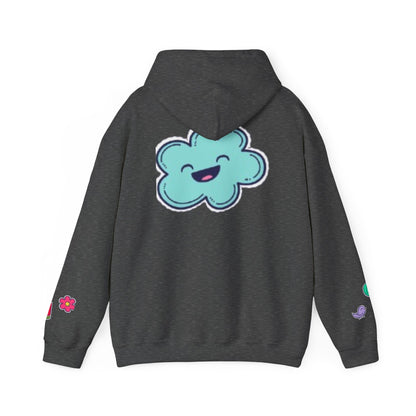 Cute Illustrated Hoodie with Flowers,  Sweatshirt for Spring, Funny Cloud Design, Gift for Teens, Cozy Casual Wear