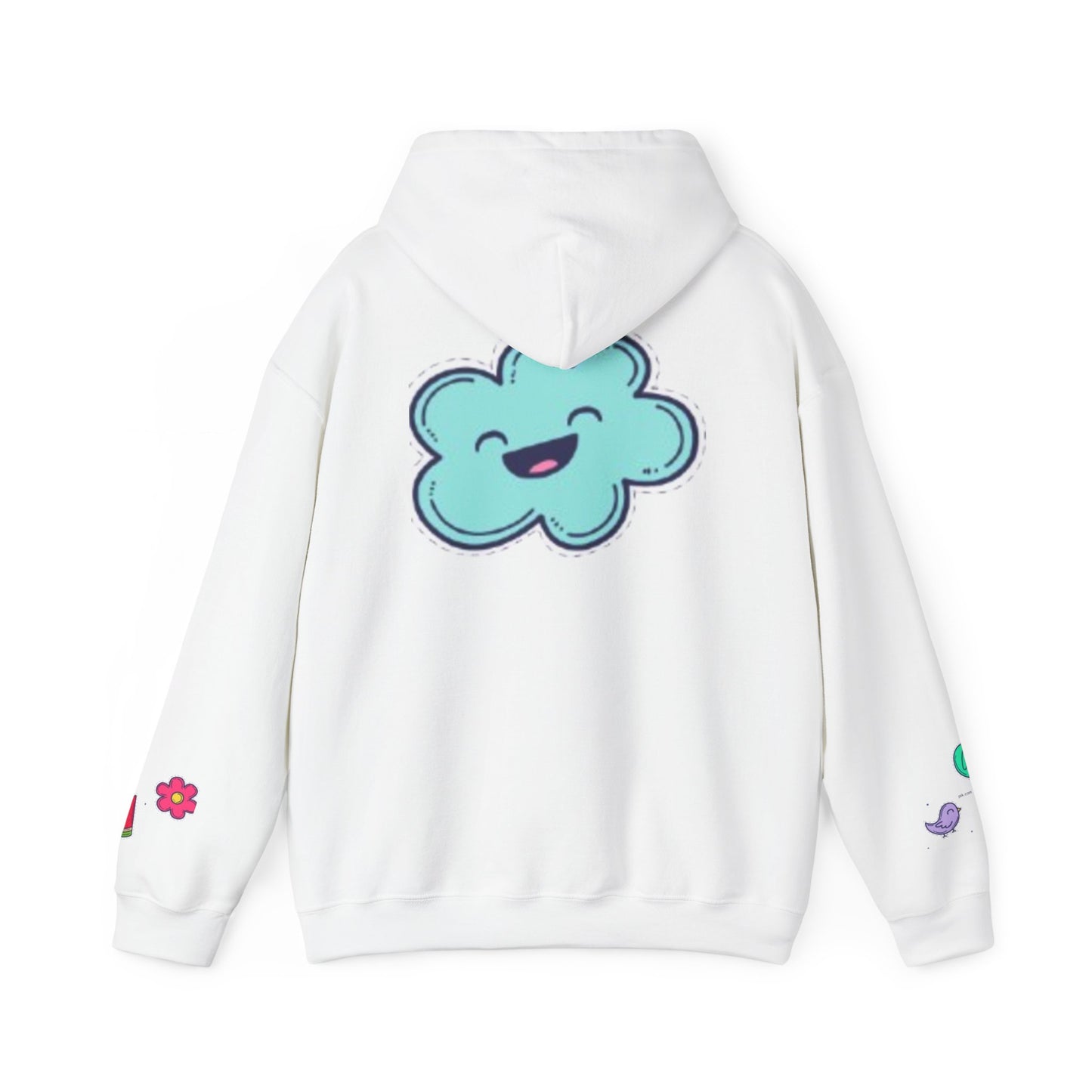 Cute Illustrated Hoodie with Flowers,  Sweatshirt for Spring, Funny Cloud Design, Gift for Teens, Cozy Casual Wear
