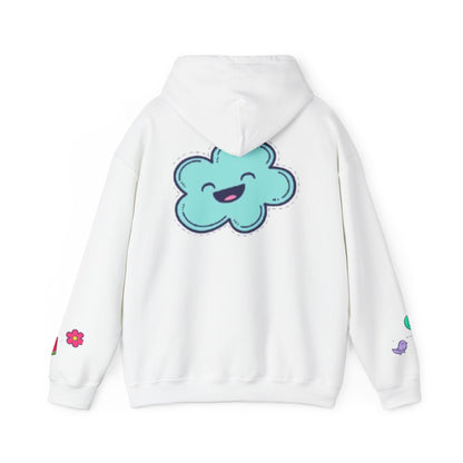 Cute Illustrated Hoodie with Flowers,  Sweatshirt for Spring, Funny Cloud Design, Gift for Teens, Cozy Casual Wear
